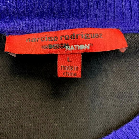 Narciso Rodriguez Cardigan Sweater size L Design Nation Colorblock Black Snaps - Picture 3 of 3